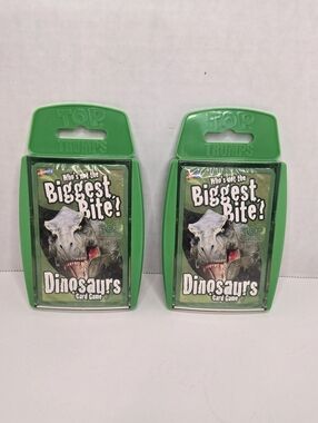 Set Of 2 Top Trumps Dinosaurs Card Game Green Case Ages 6+ 2-6 Players 15 Min
